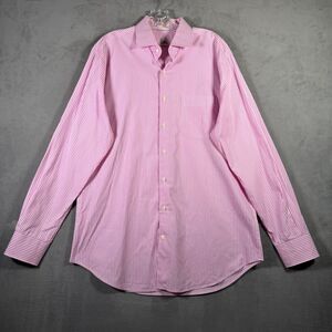Peter Millar Shirt Mens L Pink White Pinstripe Long Sleeve Button Up Career Prep